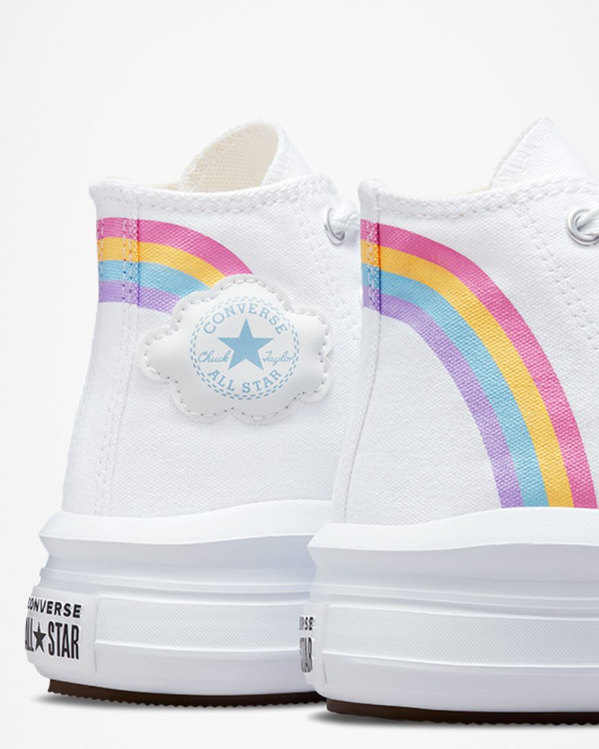 Zapatos Plataforma Converse Chuck Taylor All Star Move Rainbow Cloud Altas Niña Blancas Azules Rosas | PE EP0745